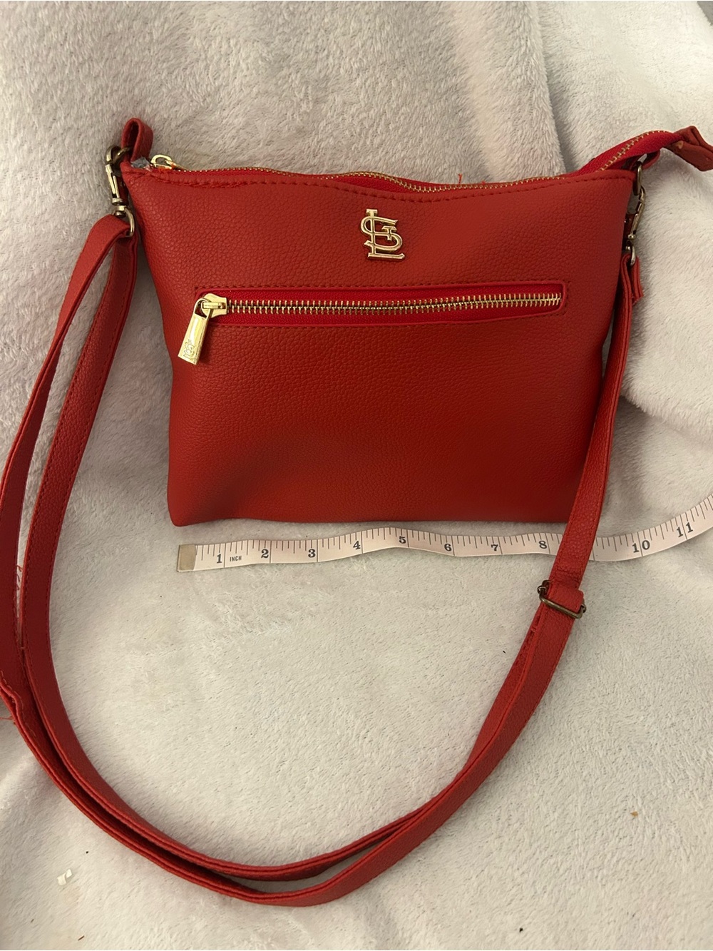 Red Leather Crossbody Bag with Gold St. Louis Cardinals STL Hardware